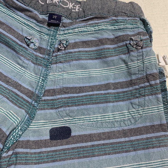 3T (6/$20) Teal Cotton Striped Shorts by Cherokee - Picture 15 of 15